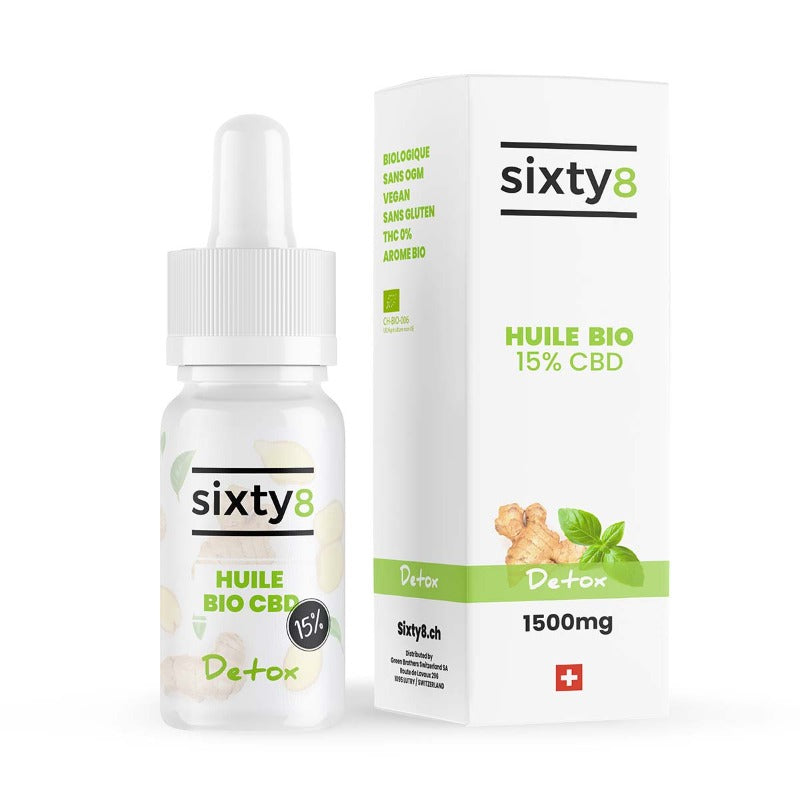 Huile CBD aromatisée Détox Gingembre-Basilic