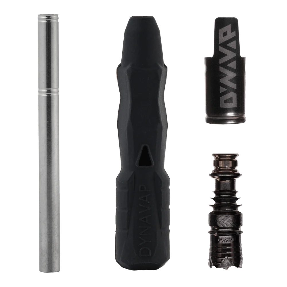 DynaVap B2 Stealth démonté avec corps noir, condenseur métallique, chambre de chauffe et capuchon – Holy Mary