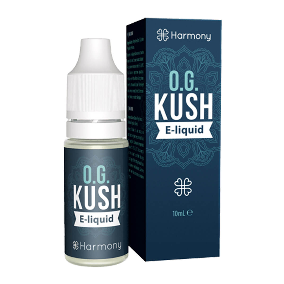 E-liquide CBD O.G. Kush Harmony 100 mg en flacon de 10 ml avec son emballage – Holy Mary