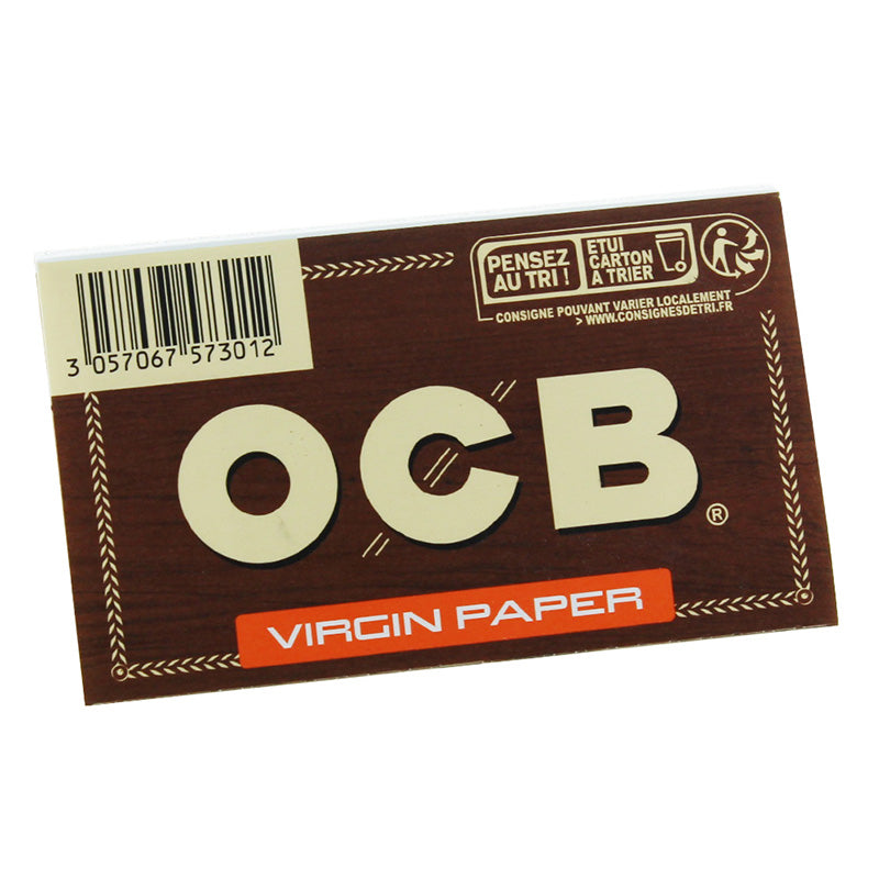 Verso du carnet de feuilles OCB Virgin Regular, papier à rouler naturel non blanchi fabriqué en France – Holy Mary