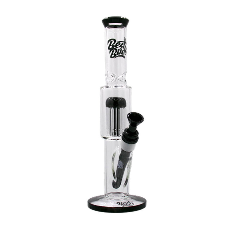 Vue de face du Ice Bang Best Buds 33 cm avec percolateur central, système Ice et douille noire inclinée – Holy Mary