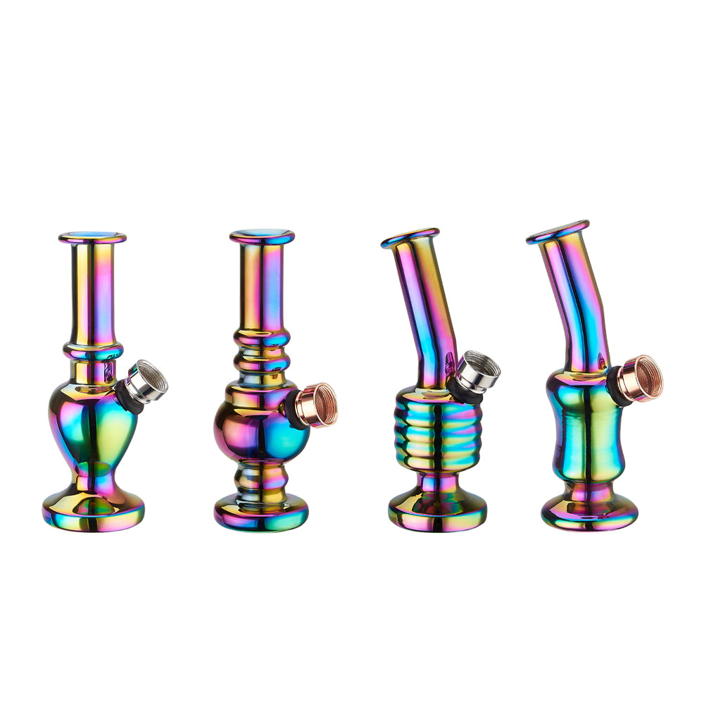 Collection de quatre mini bangs Rainbow en verre irisé effet arc-en-ciel, différents modèles de 12,5 cm – Holy Mary