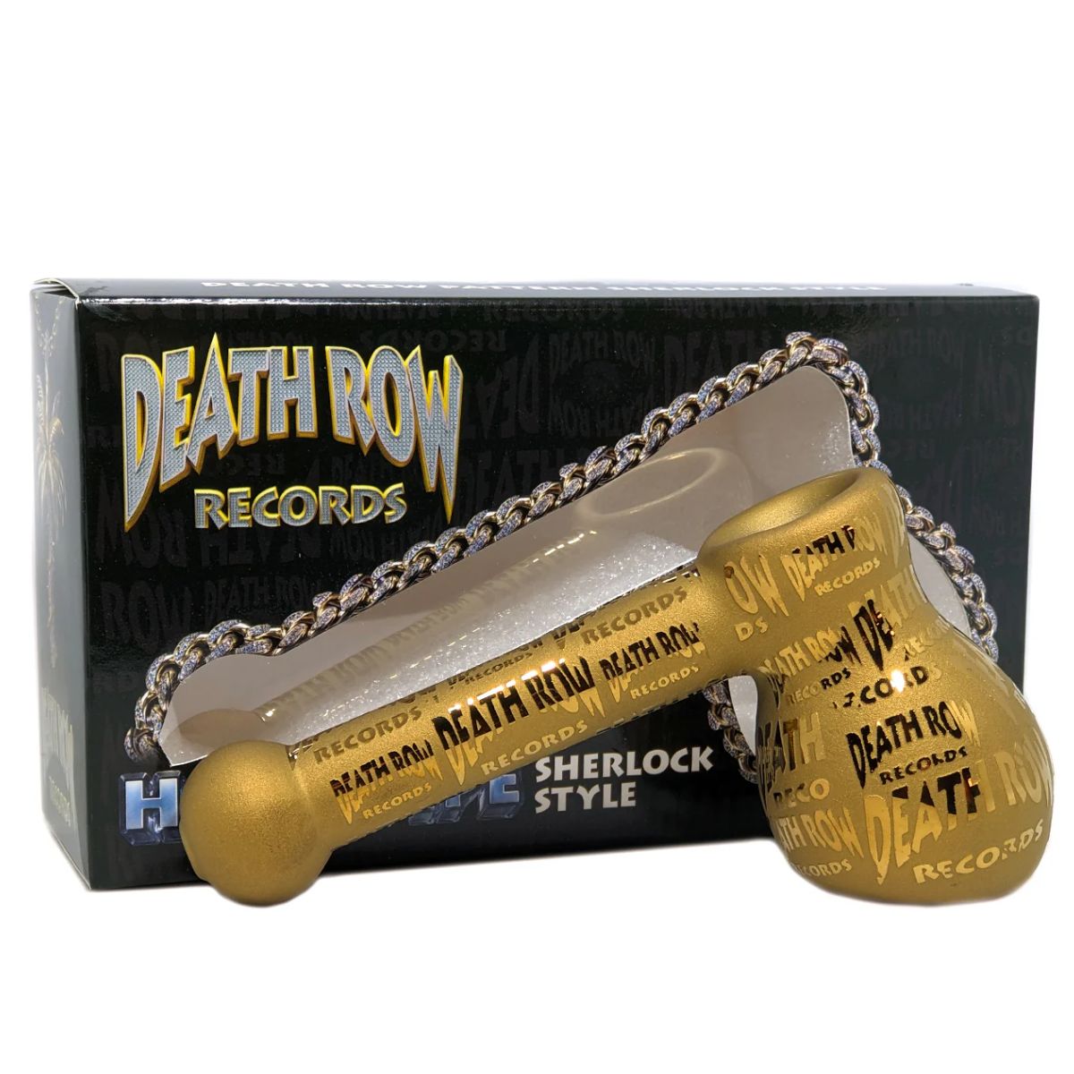 Pipe à herbe Death Row Records Gold Hammer Style avec sa boîte noire officielle – Holy Mary