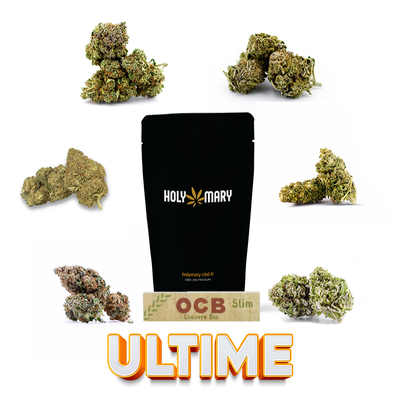 Le pack ultime c'est 32 grammes de nos meilleures fleurs CBD! C'est six variétés différentes pour se faire plaisir tout en profitant d'une remise exceptionnelle. CBD, CBG, CBN : vous pourrez découvrir ou redécouvrir les bienfaits de ces trois molécules en un seul pack. En achetant ce pack, vous bénéficierez automatiquement de 15€ de remise sur votre prochaine commande grâce à vos points de fidélité!