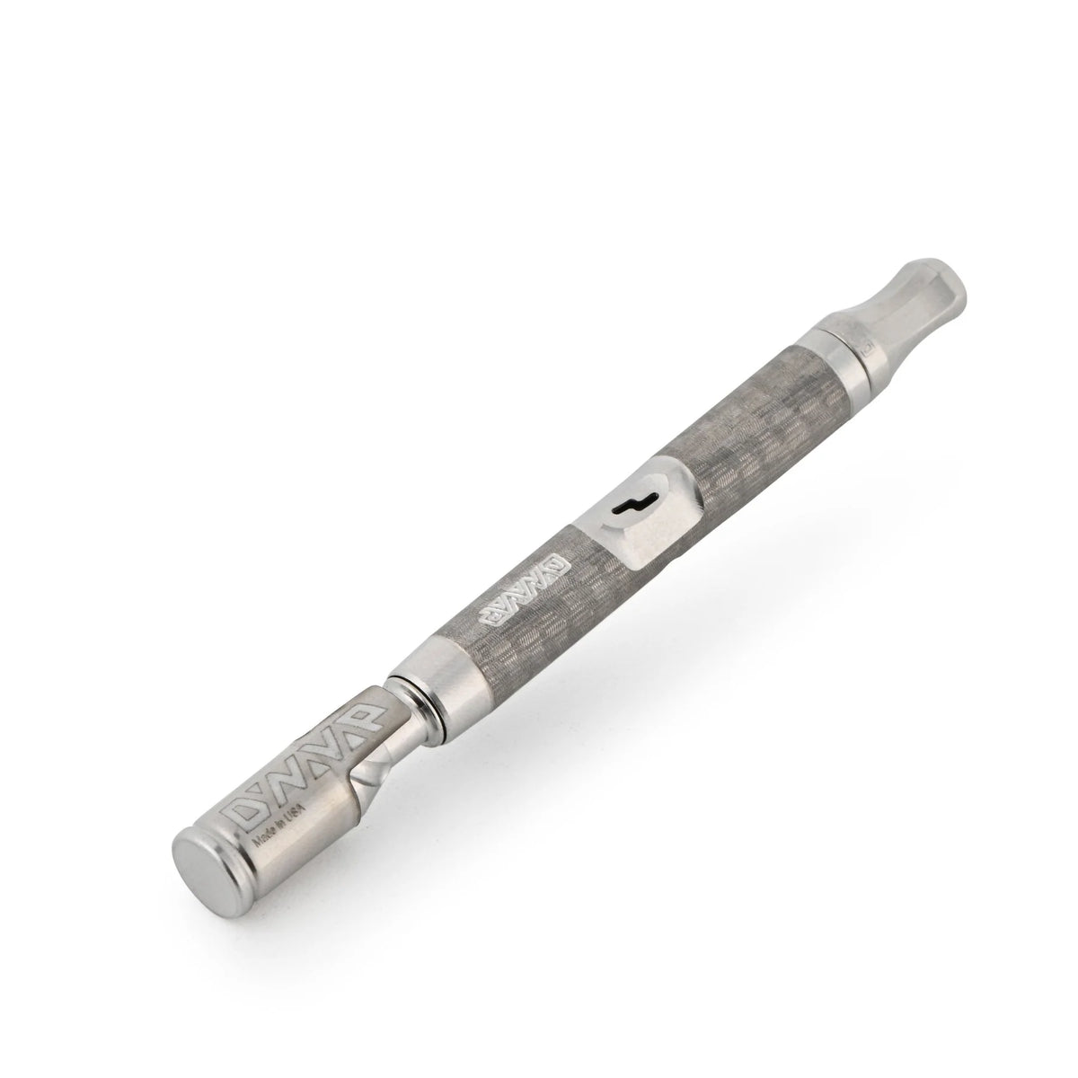 Vue de profil du DynaVap M7 XL, vaporisateur sans batterie avec corps métallique texturé – Holy Mary