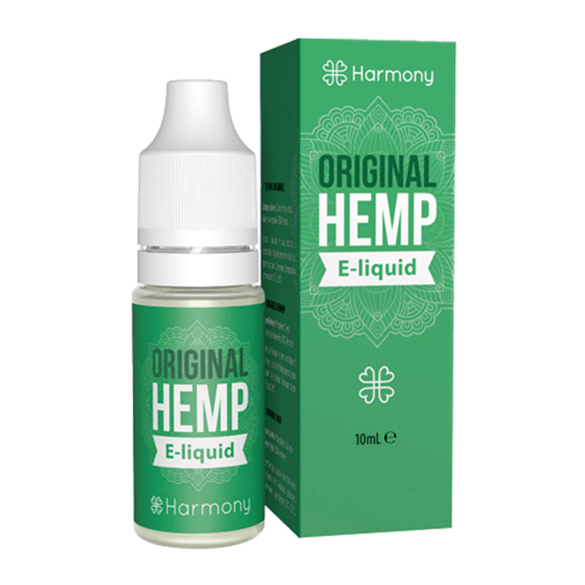 E-liquide CBD Original Hemp Harmony 600 mg en flacon de 10 ml avec son emballage vert – Holy Mary