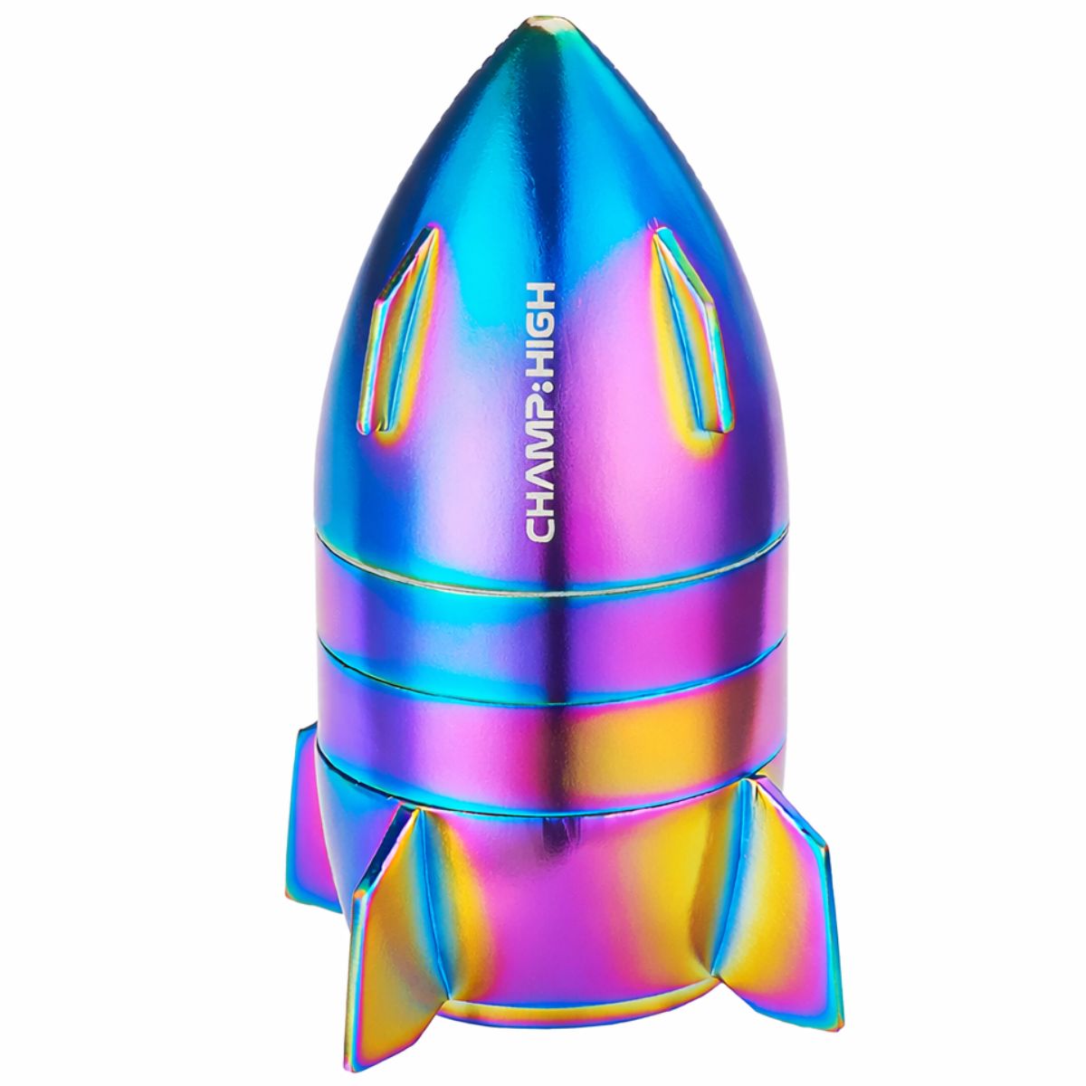 Grinder Champ High Mini Spaceship 50 mm en aluminium rainbow, 4 parties, en forme de fusée multicolore – Holy Mary
