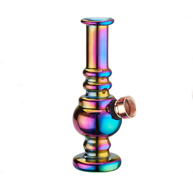 Petit bang Rainbow 12,5 cm en verre effet arc-en-ciel métallisé, avec anneaux décoratifs et douille amovible – Holy Mary